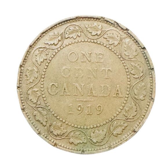 1919 Canada 1 Cent - George V with "DEI GRA" Large Cent KM# 21 - Picture 3 of 8